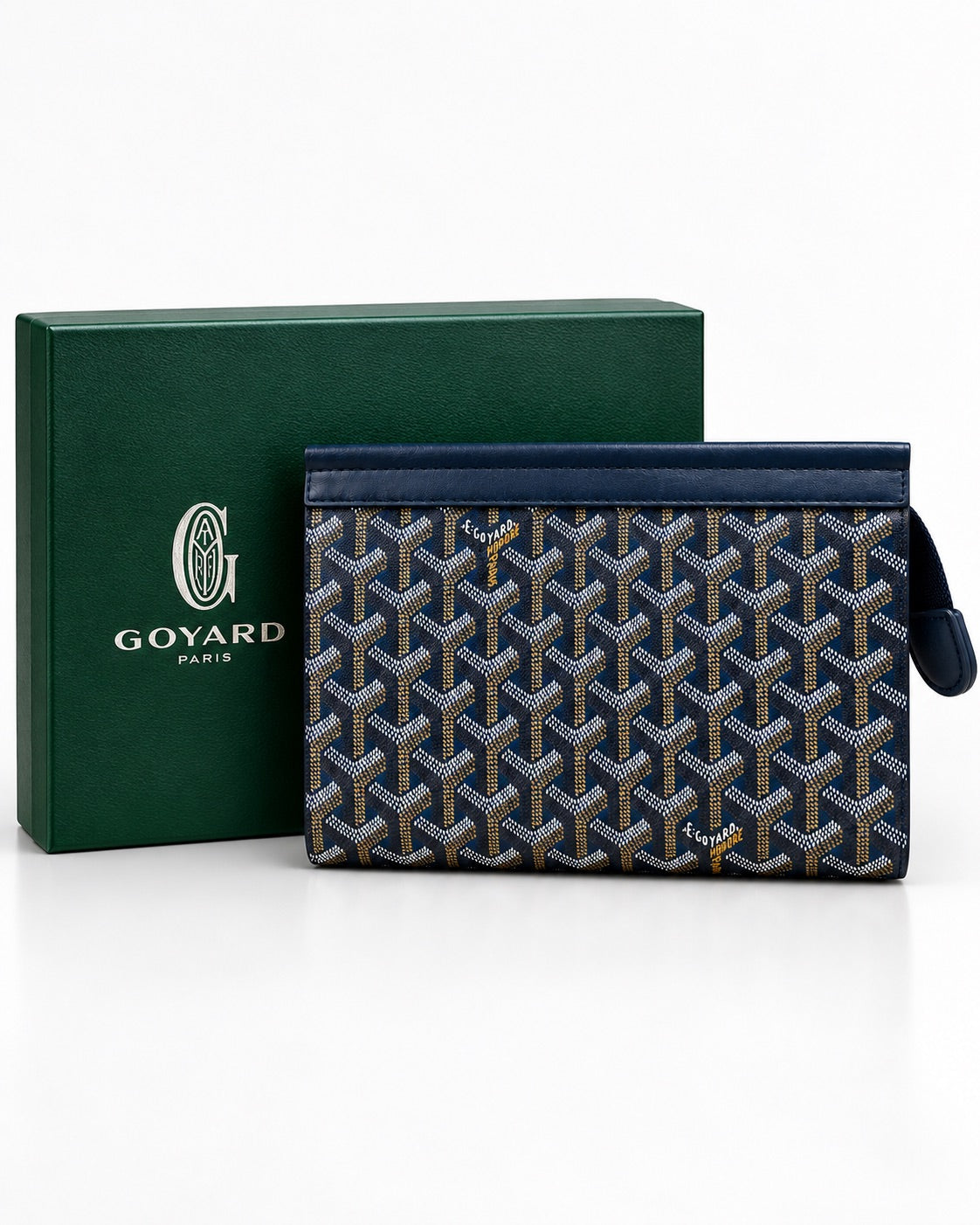 Navy Goyard Clutch